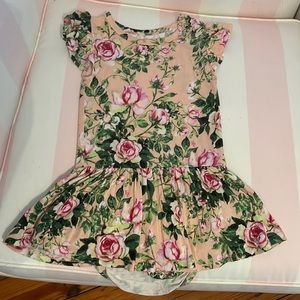 Posh Peanur Pink Rose Floral Twirl Bodysuit
